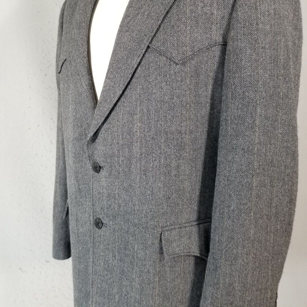 Circle S Dallas Texas Sport Coat Jacket‎ Men's 44R Gray Tweed Lambswool Weatern - Picture 8 of 15